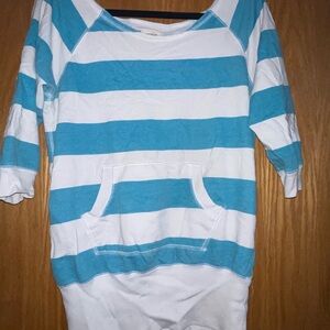 Energie Blue and White Striped Long Sleeve Top